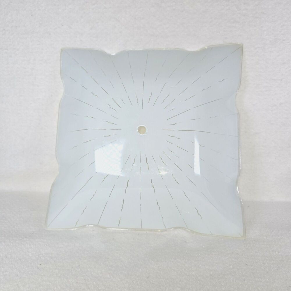 12" Square Glass Ceiling Light Fixture Shade Starburst Vintage MCM